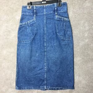 Vintage Sunset Blues Skirt Juniors 14 Denim High Waisted Pencil Midi USA Pockets